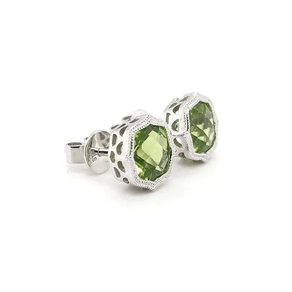 14kt White Gold Peridot Earrings Image 2 Stambaugh Jewelers Defiance, OH