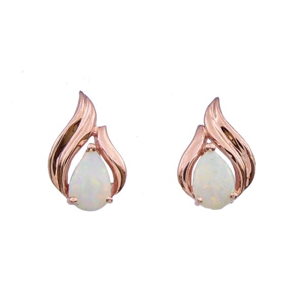 Opal Earrings in 14 Karat Rose Gold Stambaugh Jewelers Defiance, OH
