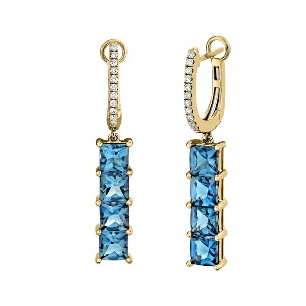 14kt Yellow Gold Diamond and Blue Topaz Earrings Stambaugh Jewelers Defiance, OH
