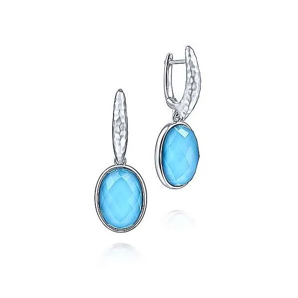 Sterling Silver Rock Crystal Turquoise Oval Drop Earrings Stambaugh Jewelers Defiance, OH