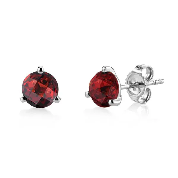 14kt White Gold and Garnet Earrings Stambaugh Jewelers Defiance, OH