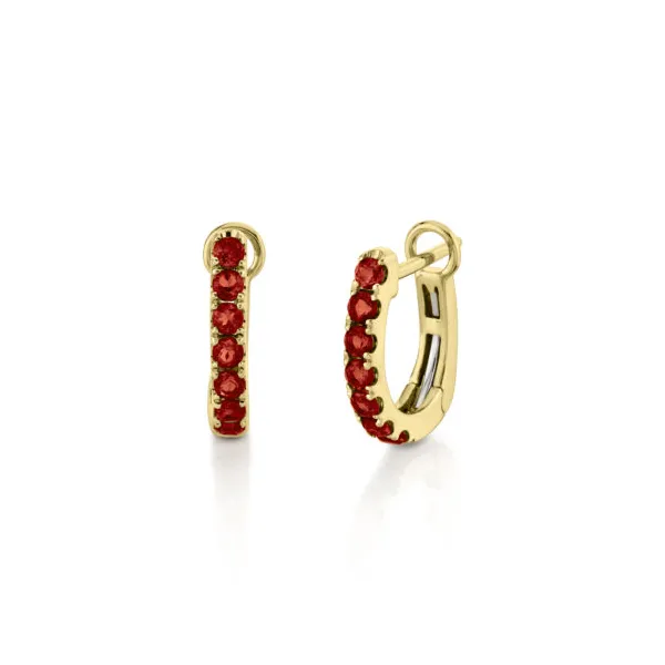 14kt Yellow Gold Garnet Hoop Earrings Stambaugh Jewelers Defiance, OH