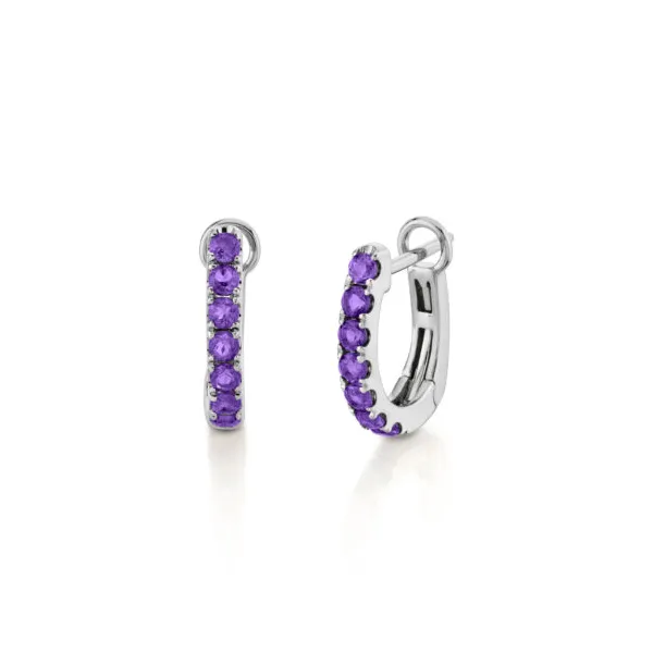 14kt White Gold Amethyst Hoop Earrings Stambaugh Jewelers Defiance, OH