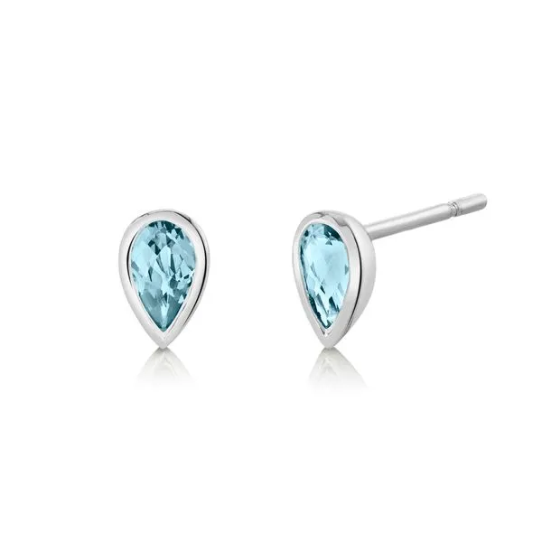14kt White Gold Bezel-set Aquamarine Earrings Stambaugh Jewelers Defiance, OH