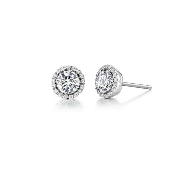 Lafonn Halo Stud Earrings in Sterling Silver Stambaugh Jewelers Defiance, OH