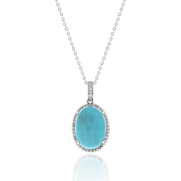 Turquoise and Diamond Pendant in 14kt White Gold Stambaugh Jewelers Defiance, OH