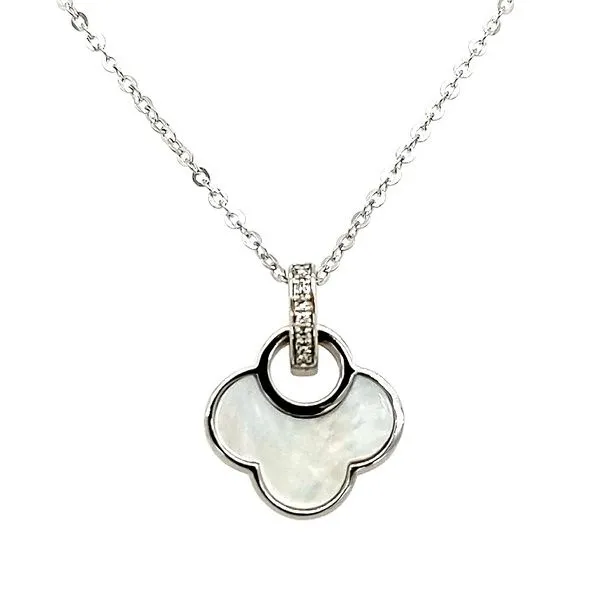 14 Karat White Gold White Mother of Pearl and Diamond Pendant Stambaugh Jewelers Defiance, OH