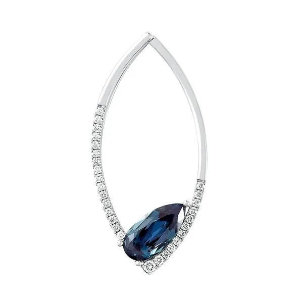 14kt White Gold Chatham® Alexandrite and Diamond Pendant Stambaugh Jewelers Defiance, OH