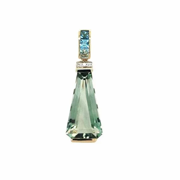 14kt Yellow Gold Prasiolite, Blue Topaz and Diamond Pendant Stambaugh Jewelers Defiance, OH