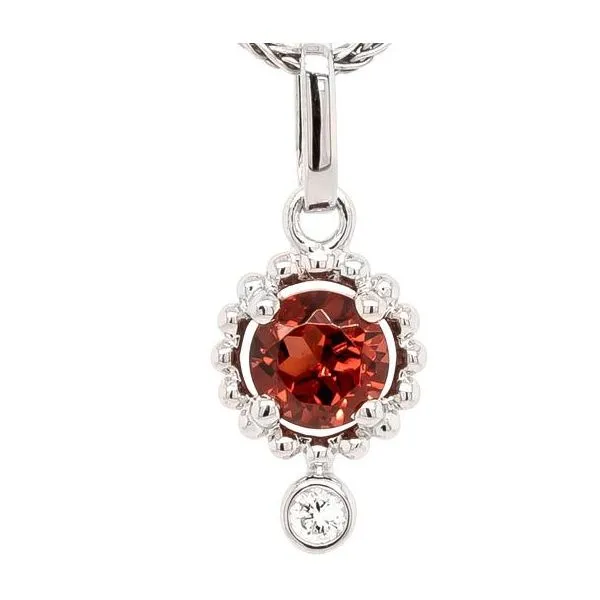 14kt White Gold Garnet and Diamond Necklace Stambaugh Jewelers Defiance, OH
