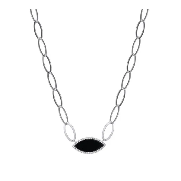 Charles Garnier Sterling Silver & black Agate Necklace Stambaugh Jewelers Defiance, OH