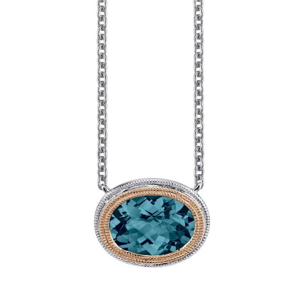 14kt White and Rose Gold London Blue Topaz Pendant Stambaugh Jewelers Defiance, OH