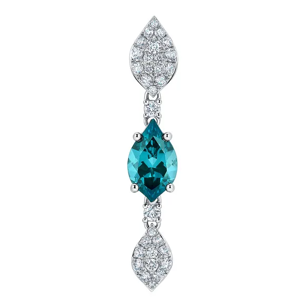 14kt White Gold Chatham® Created Paraiba Spinel and Diamond Pendant Stambaugh Jewelers Defiance, OH