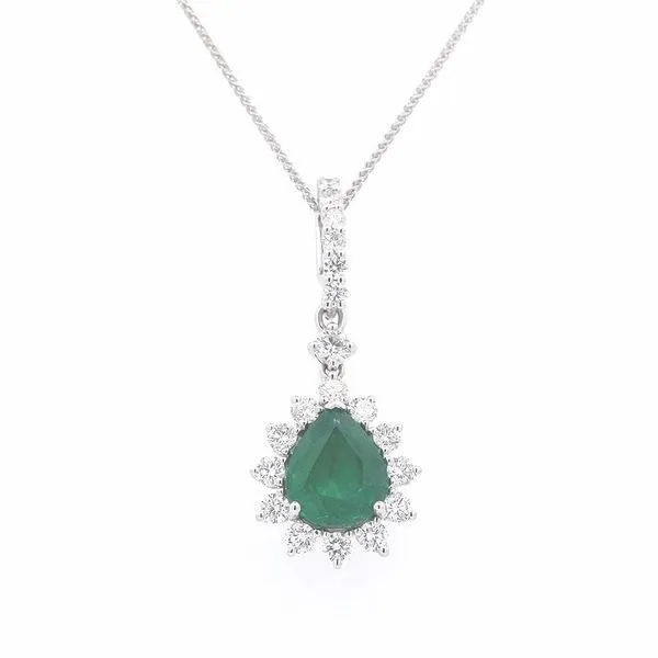 Platinum Emerald and Diamond Pendant Stambaugh Jewelers Defiance, OH