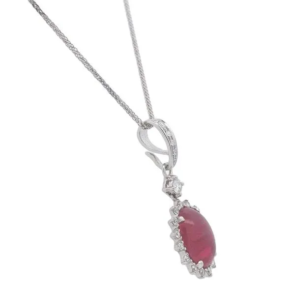 18kt White Gold Ruby and Diamond Pendant Image 2 Stambaugh Jewelers Defiance, OH