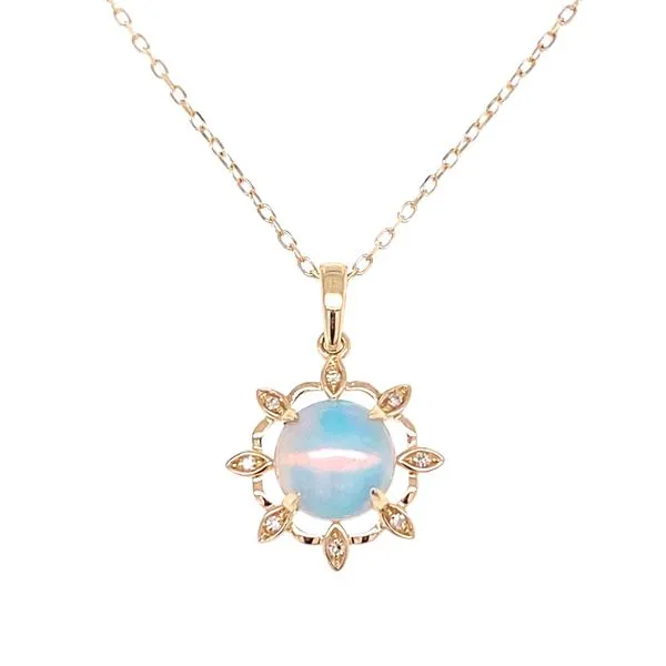 14kt Yellow Gold Opal and Diamond Pendant Stambaugh Jewelers Defiance, OH