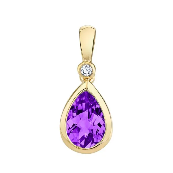 14kt Yellow Gold Amethyst and Diamond Pendant Image 3 Stambaugh Jewelers Defiance, OH