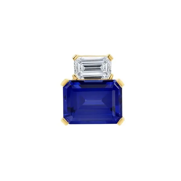 Chatham® Created Sapphire and Diamond Pendant in 14k...