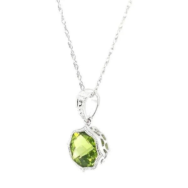 14kt White Gold Peridot Pendant Image 3 Stambaugh Jewelers Defiance, OH