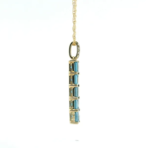 14kt Yellow Gold London Blue Topaz and Diamond Pendant Image 2 Stambaugh Jewelers Defiance, OH