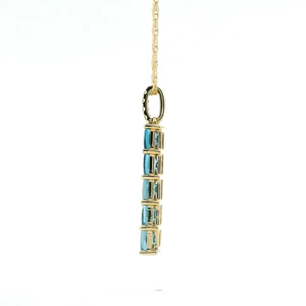14kt Yellow Gold London Blue Topaz and Diamond Pendant Image 3 Stambaugh Jewelers Defiance, OH