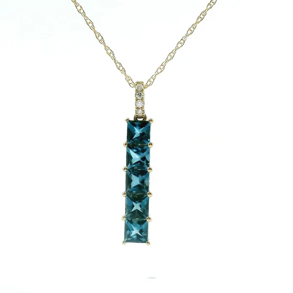 14kt Yellow Gold London Blue Topaz and Diamond Pendant Stambaugh Jewelers Defiance, OH