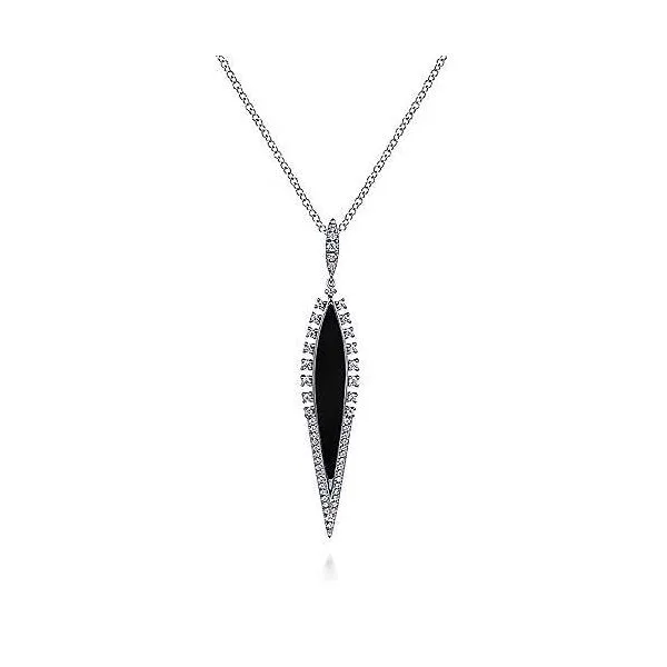 14kt White Gold Diamond and Onyx Pendant Stambaugh Jewelers Defiance, OH