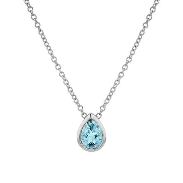 14K White Gold Aquamarine Pendant