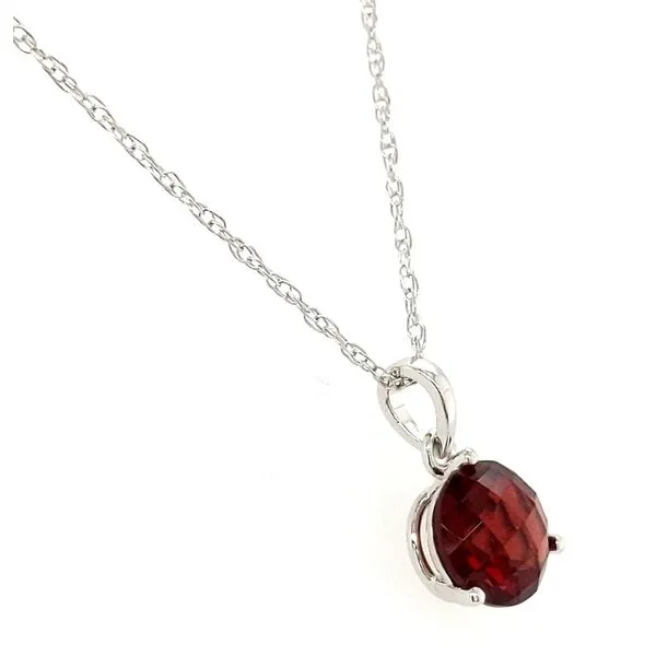 14kt White Gold Garnet Pendant