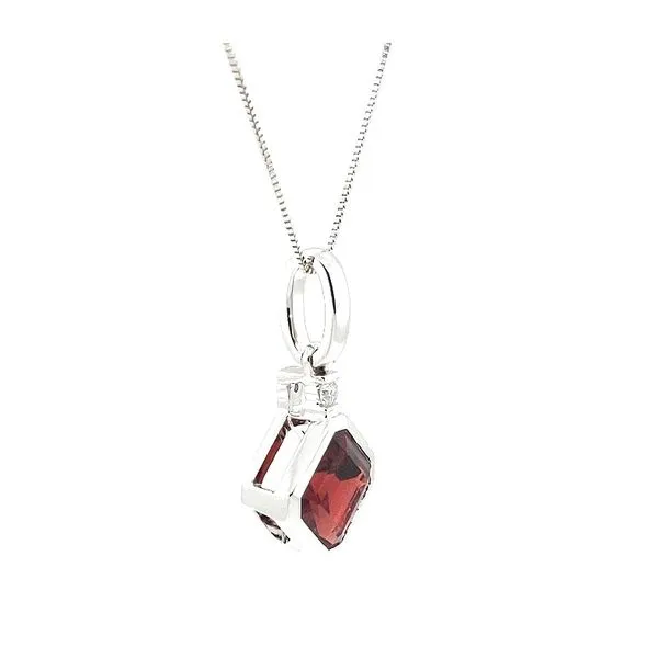 14kt White Gold Garnet and Diamond Pendant