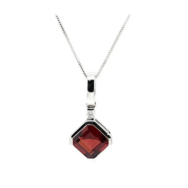 14kt White Gold Garnet and Diamond Pendant