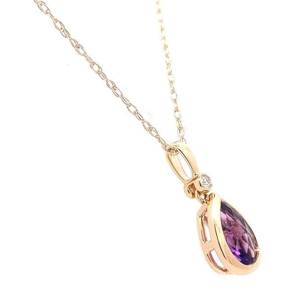 14kt Yellow Gold Amethyst and Diamond Pendant Image 2 Stambaugh Jewelers Defiance, OH
