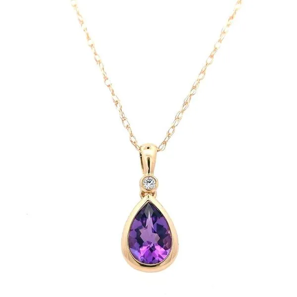 14kt Yellow Gold Amethyst and Diamond Pendant Stambaugh Jewelers Defiance, OH