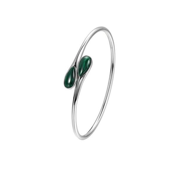 ELLE Sterling Silver Malachite Bangle Bracelet Stambaugh Jewelers Defiance, OH