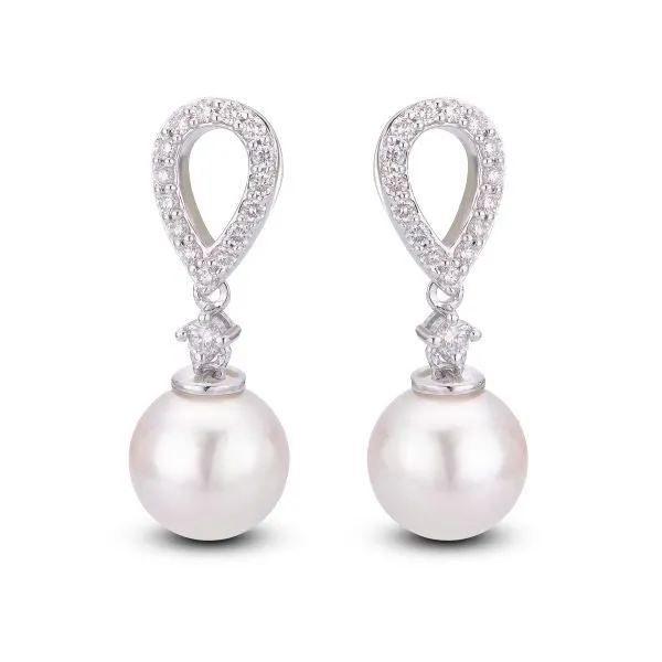 14kt White Gold Pearl and Diamond Earrings Stambaugh Jewelers Defiance, OH
