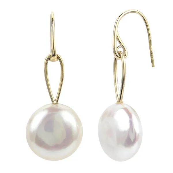 14kt Yellow Gold Coin Pearl Earrings Stambaugh Jewelers Defiance, OH