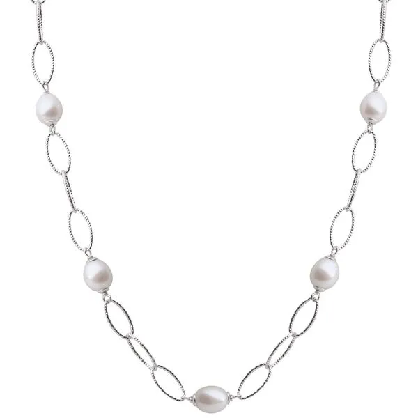 Sterling Silver Pearl Station Necklace Stambaugh Jewelers Defiance, OH