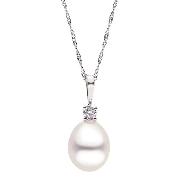 14kt White Gold Pearl and Diamond Pendant Stambaugh Jewelers Defiance, OH