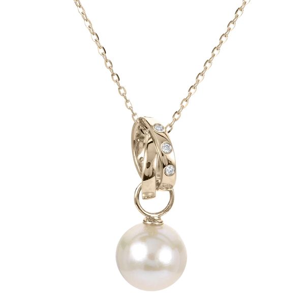 14kt Yellow Gold Pearl and Diamond Pendant Stambaugh Jewelers Defiance, OH
