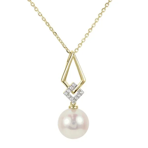14kt Yellow Gold Pearl and Diamond Necklace Stambaugh Jewelers Defiance, OH