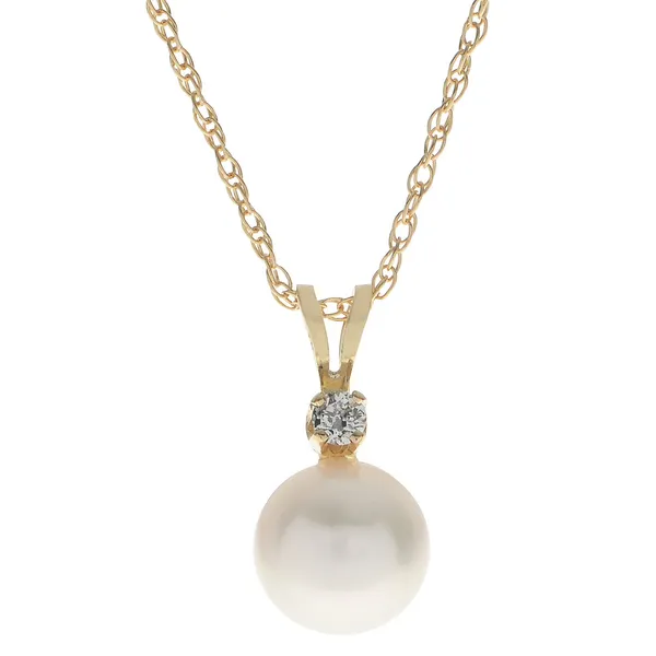 14kt Yellow Gold Pearl Pendant with Diamond Accent Stambaugh Jewelers Defiance, OH
