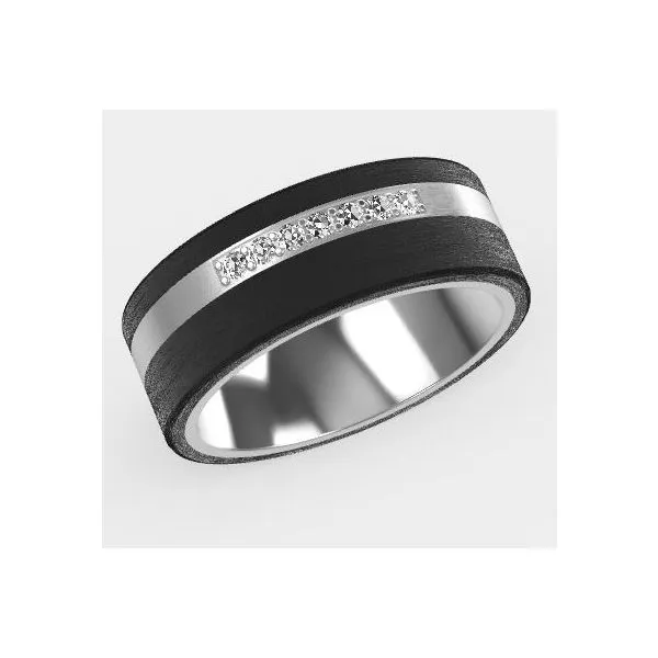 Mens Gold and Carbon Fiber Wedding Band