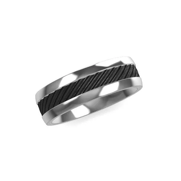 Mens Gold and Carbon Fiber Wedding Band