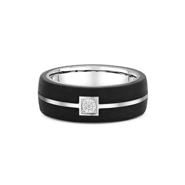 Mens Gold and Carbon Fiber Wedding Band