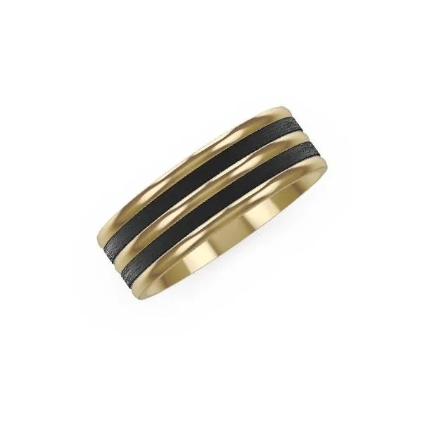 Mens Gold and Carbon Fiber Wedding Band