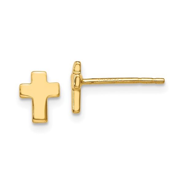 14 Kt Yellow Gold Cross Stud Earrings Stambaugh Jewelers Defiance, OH