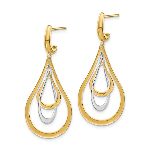 14kt Yellow and White Gold Drop Earrings Image 2 Stambaugh Jewelers Defiance, OH