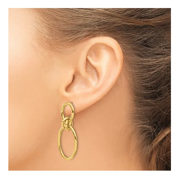 14kt Yellow  Gold Oval Dangle Earrings Image 3 Stambaugh Jewelers Defiance, OH