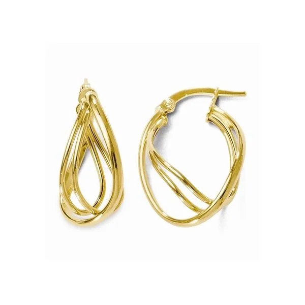 14 Karat Yellow Gold Triple Twist Hoop Earring Stambaugh Jewelers Defiance, OH