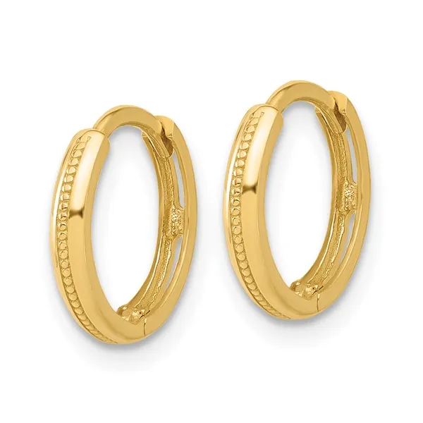 14kt Yellow Gold Textured Hoop Earrings Image 2 Stambaugh Jewelers Defiance, OH